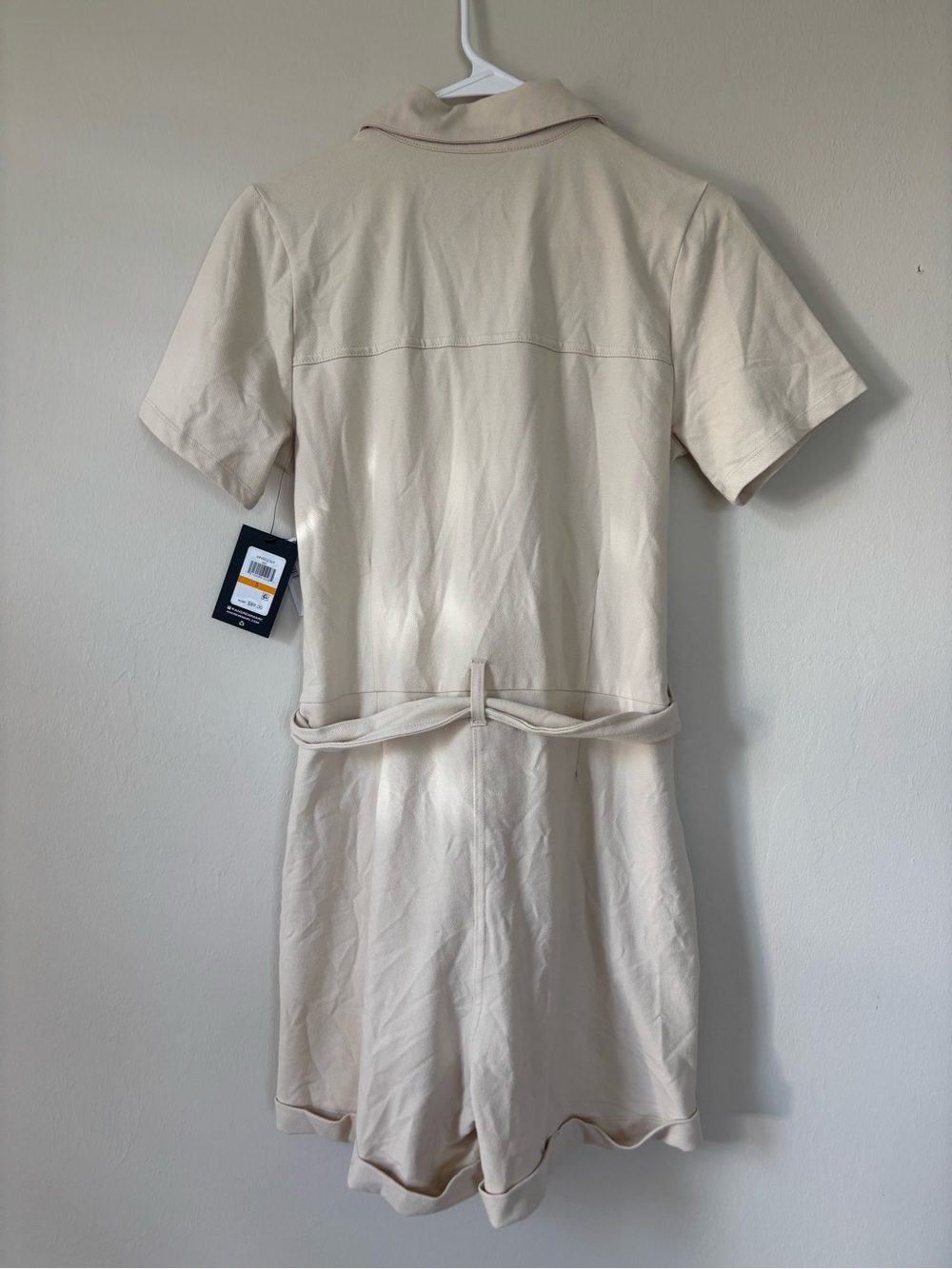 Andrew Marc Twill Romper Women’s Size Size Small Sand Short Sleeve Pockets NEW - Picture 5 of 7